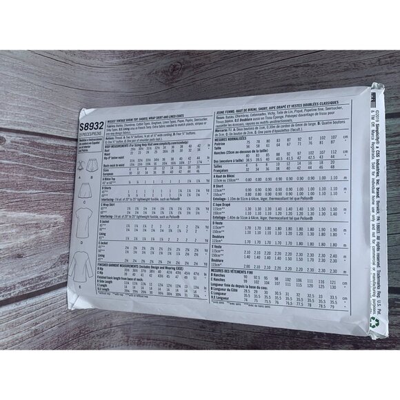 Simplicity Misses 1940's Bikini Top Skirt Coat Sewing Pattern sz 12-20 S8932 - u - Picture 5 of 10